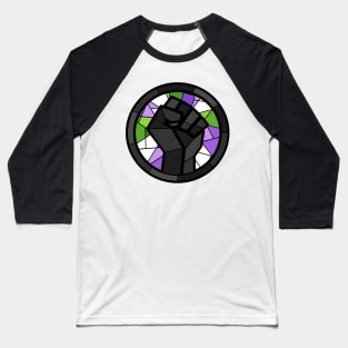 BLM Stained Glass Fist (Genderqueer) Baseball T-Shirt